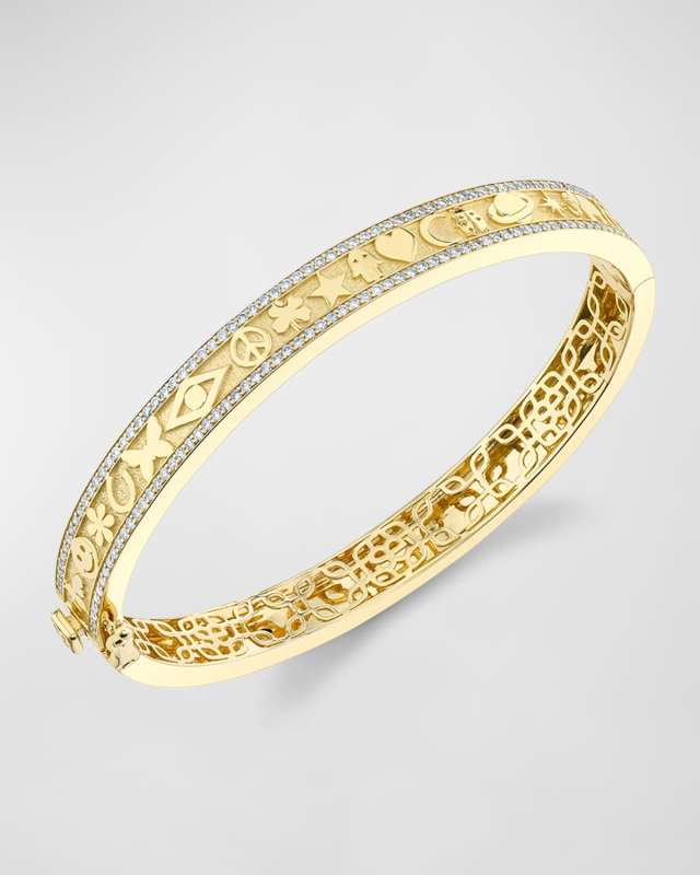 14K Diamond Pave Icon Bangle Bracelet